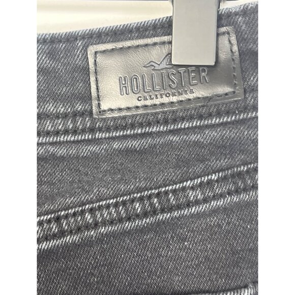 Hollister 26 Black Ripped High Rise Curvy Jean Shorts Raw Hem Distressed - Picture 13 of 14